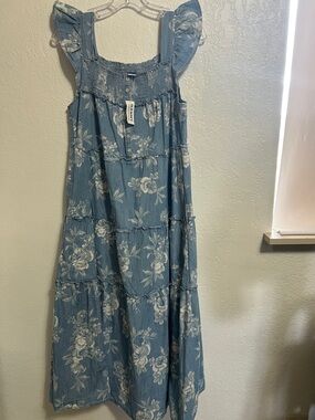 Old Navy -  Light Blue Floral Smocked Tiered Maxi Dress